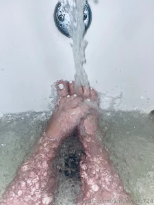 Taking a bubble bath