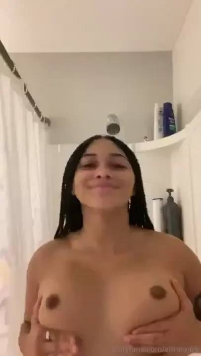 Playing with my boobs in the shower 
