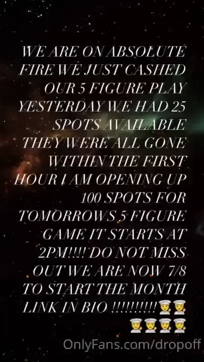 We are 7 8 to start the month we just cashed our 5 figure bet as 