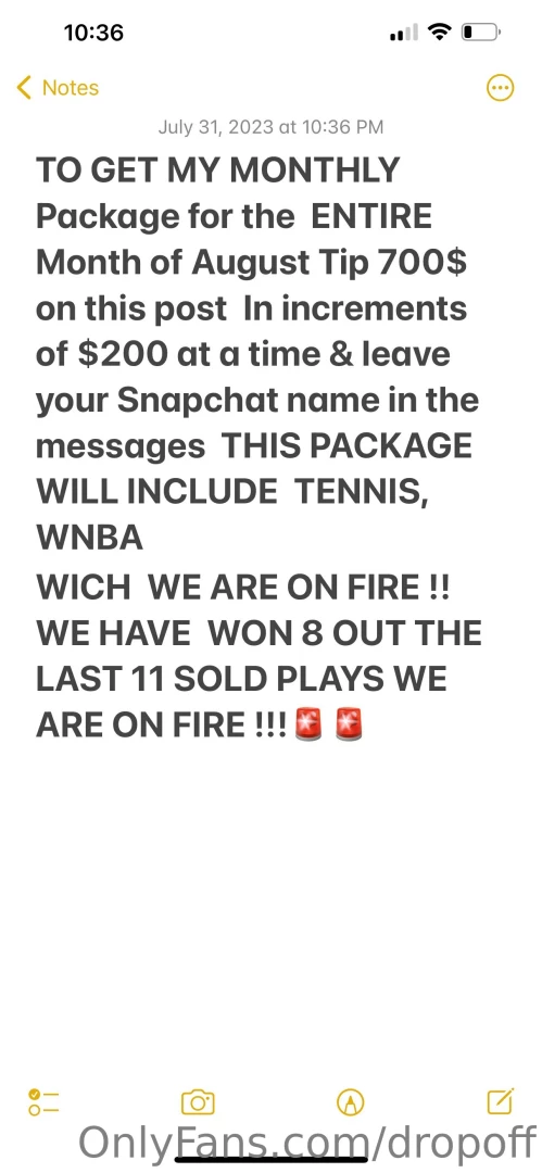 Tennis amp wnba monthly package 