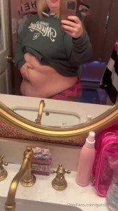 The belly is hanging so low and outgrowing this hoodie now