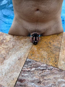 Locktober day 20 cucky is all alone in the spa and locked up any other part 1