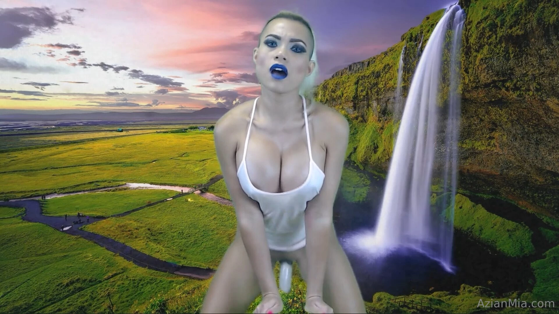 Riding your dick beside the waterfall i used a green screen in this 