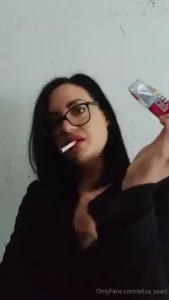 First cig of the day on a very cold may-morning with plump glossy lips