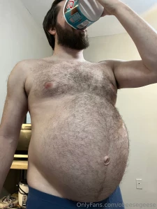 A whole pizza wasn t enough for this gut still needed to chug a whole