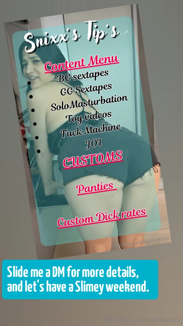 Tip an amount and dm me what you want off my menu 