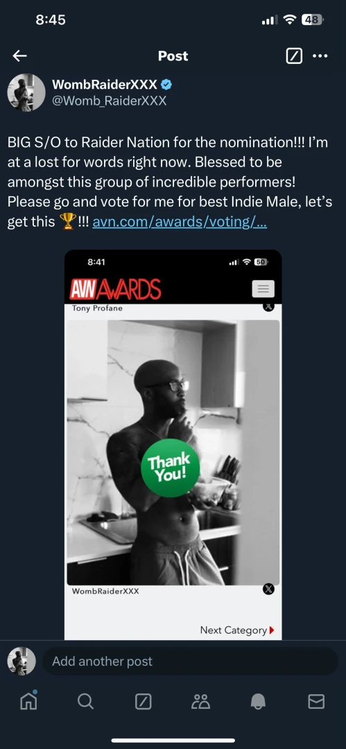 Raider mafia does it again nominated for my first avn award favorite 