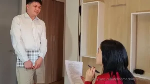 That nerdy boy has a fetish with the teacher s feet and he can t