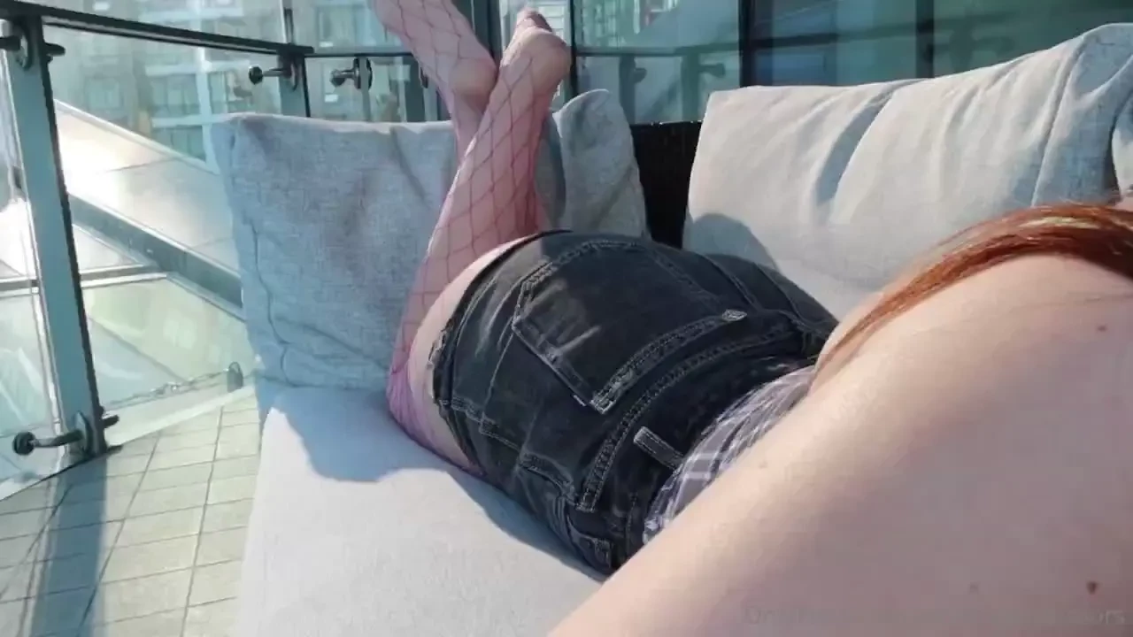 Part 2 2 pink fishnets on the balcony while travelling enjoying the part 39 