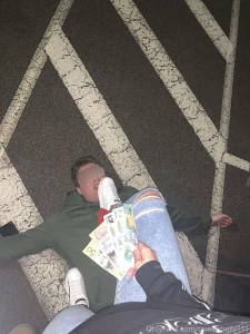 Look at him licking the bottoms of my filthy shoes