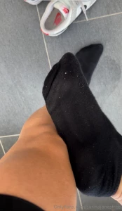 Do you like these sweat prints on my socks right after the gym