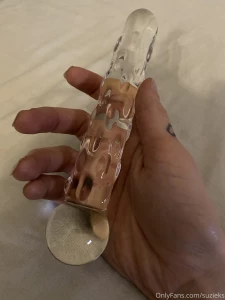 Testing my glass dildo love it feels cold