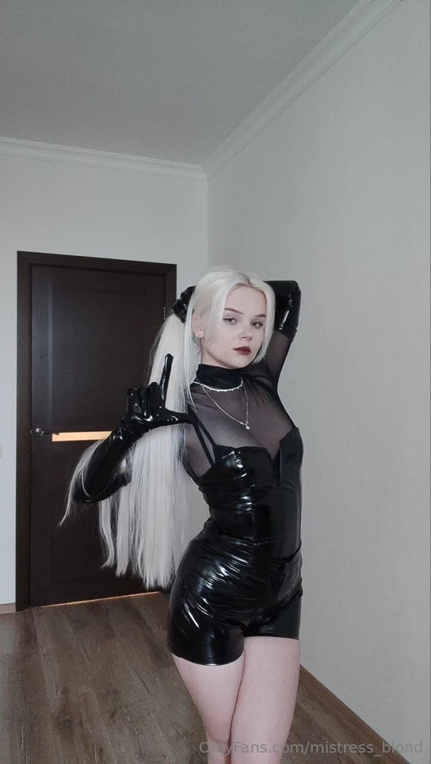 Love red lipstick and black shiny outfit do you dream of my red lips 