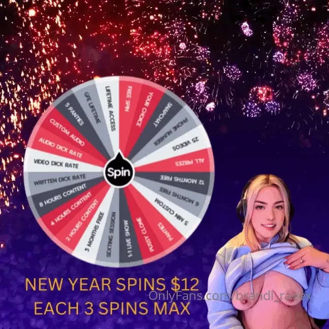 New years wheel spins 12 per spin-3 spins max 