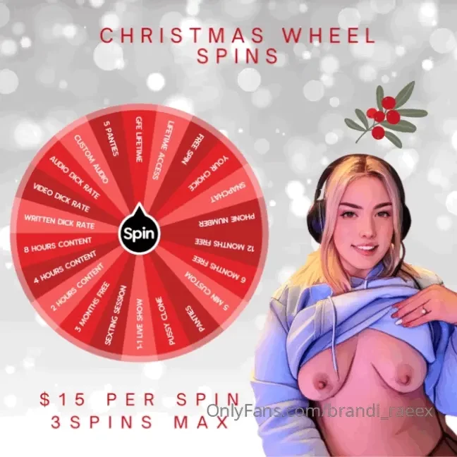 Christmas wheel spins 15 per spin 3 spins max guaranteed win bigger 