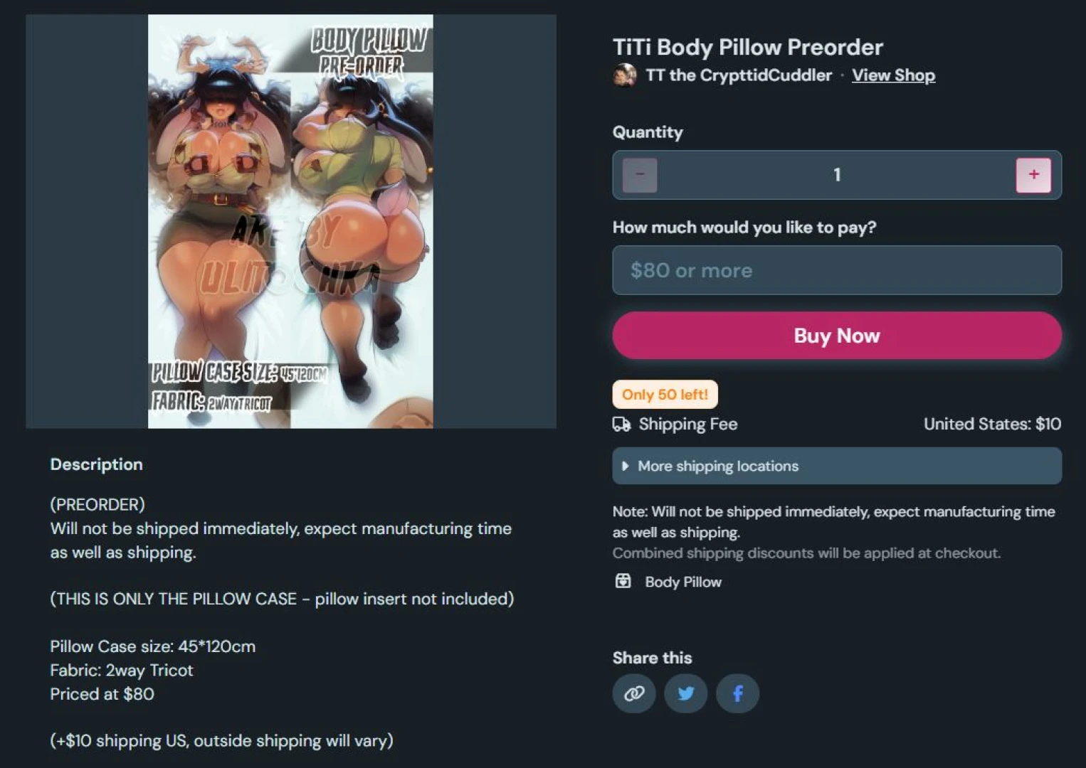 Body pillow pre-orders are open they will be open until march 10th 