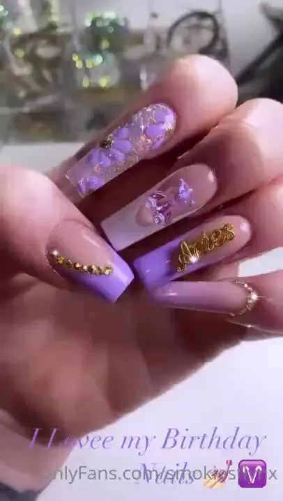 My bday nails what do you think i think they would be cuter if i didn 