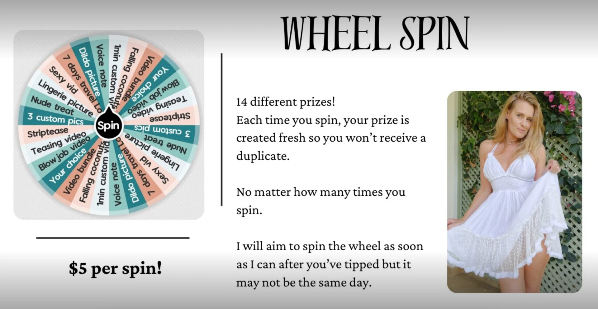 Wheel spin - 5 spin 14 different prizes each time your spin your prize part 3 