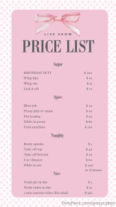 Live price list