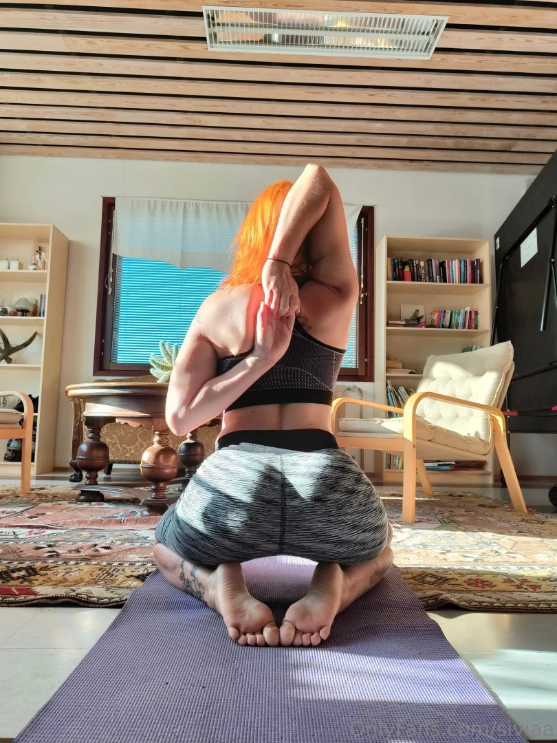 Morning starts with yoga and coffee 