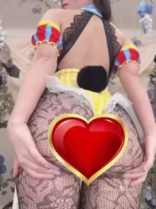 Naughty princess in a bunny suit jiggles her butt and pulls down her