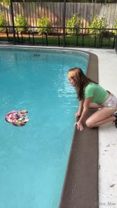 chloe-mae - Uhh don t mind me just fishing the pool boys shorts out of the pool 