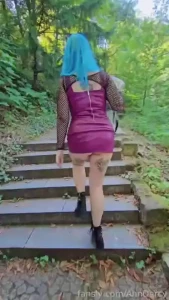 Walking around the park with no panties showing off my wet pussy so