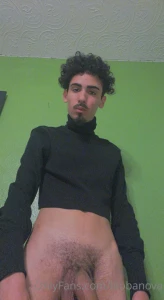 Wearing nothing but a crop top turtle neck and showing off my big