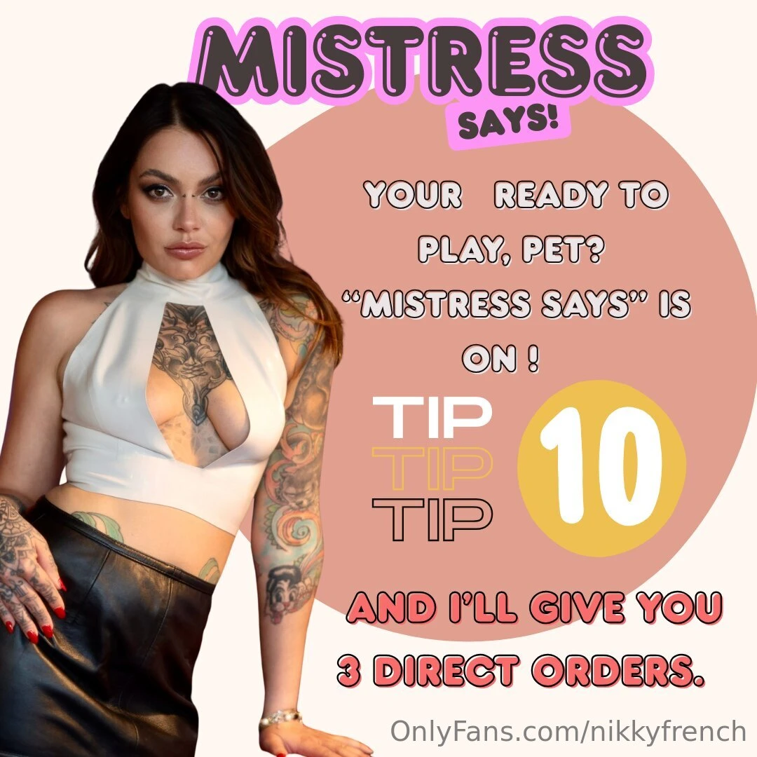 Mistress says tip to play 