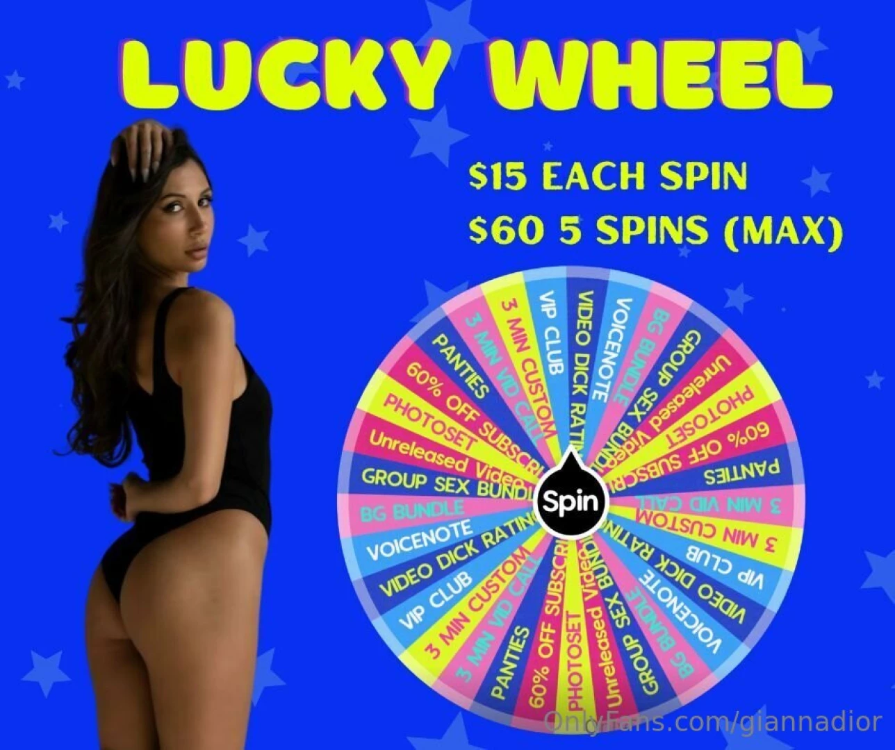 Test your luck for just 15 a spin or go all in with 5 spins for 60 max 