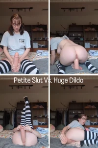 Petite slut me vs a huge dildo this massive guy feels so good and omg