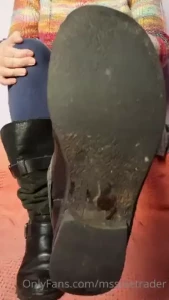 Humiliation and orders to a footslave boot cleaning sock reveal amp