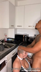 Baldbarbie1 getting distracted while doing the dishes