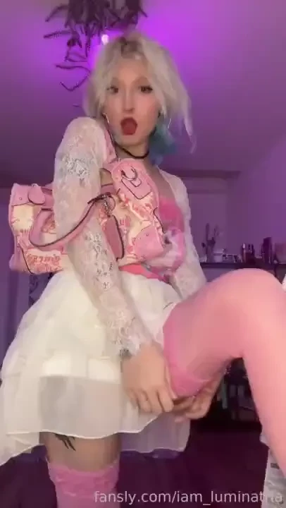 Feeling hot in my hot pink stockings fyp 18 teen blonde college young 