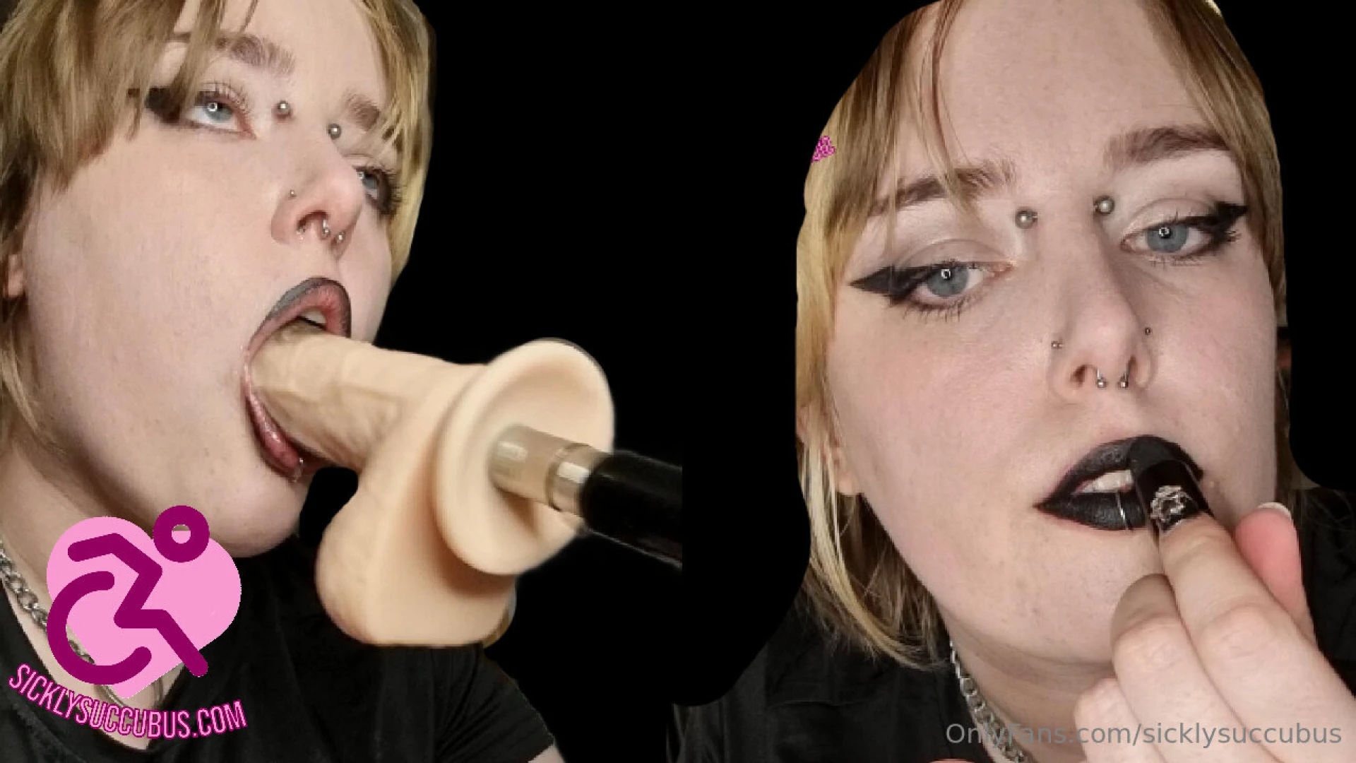 Super messy black lipstick facefuck 