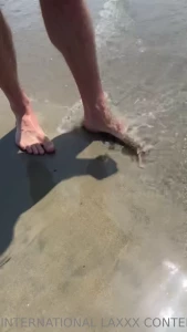 Feet in the water at lovely ocean beach san diego