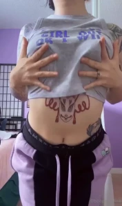 Just me my slutty little croptop and feeling my boobs till my heart s