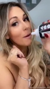 Turns me on when a creamy load drips off of my tits