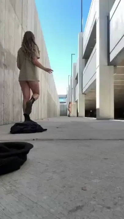 Babykaitt dared me to run nude in this parking garage then i dared her 