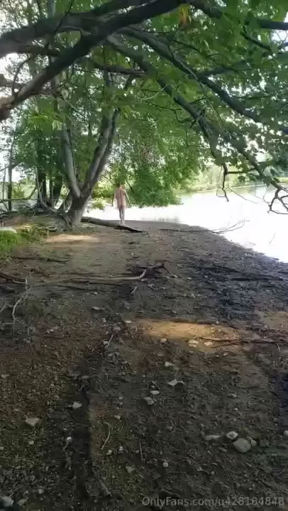 Walking by the lake naked 