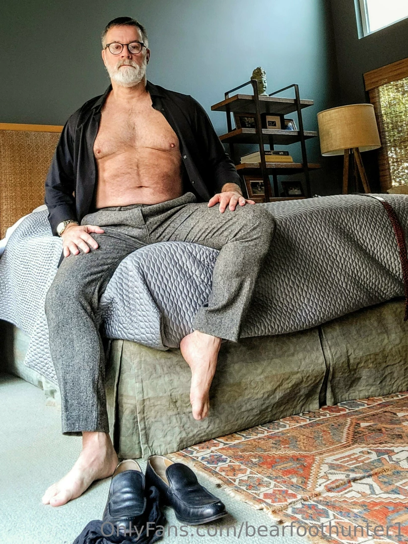 You caught sir in his bedroom changing out of his dress pants and 