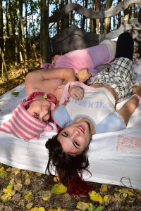 Two girls on a bed in the woods what are they gonna do together part 1