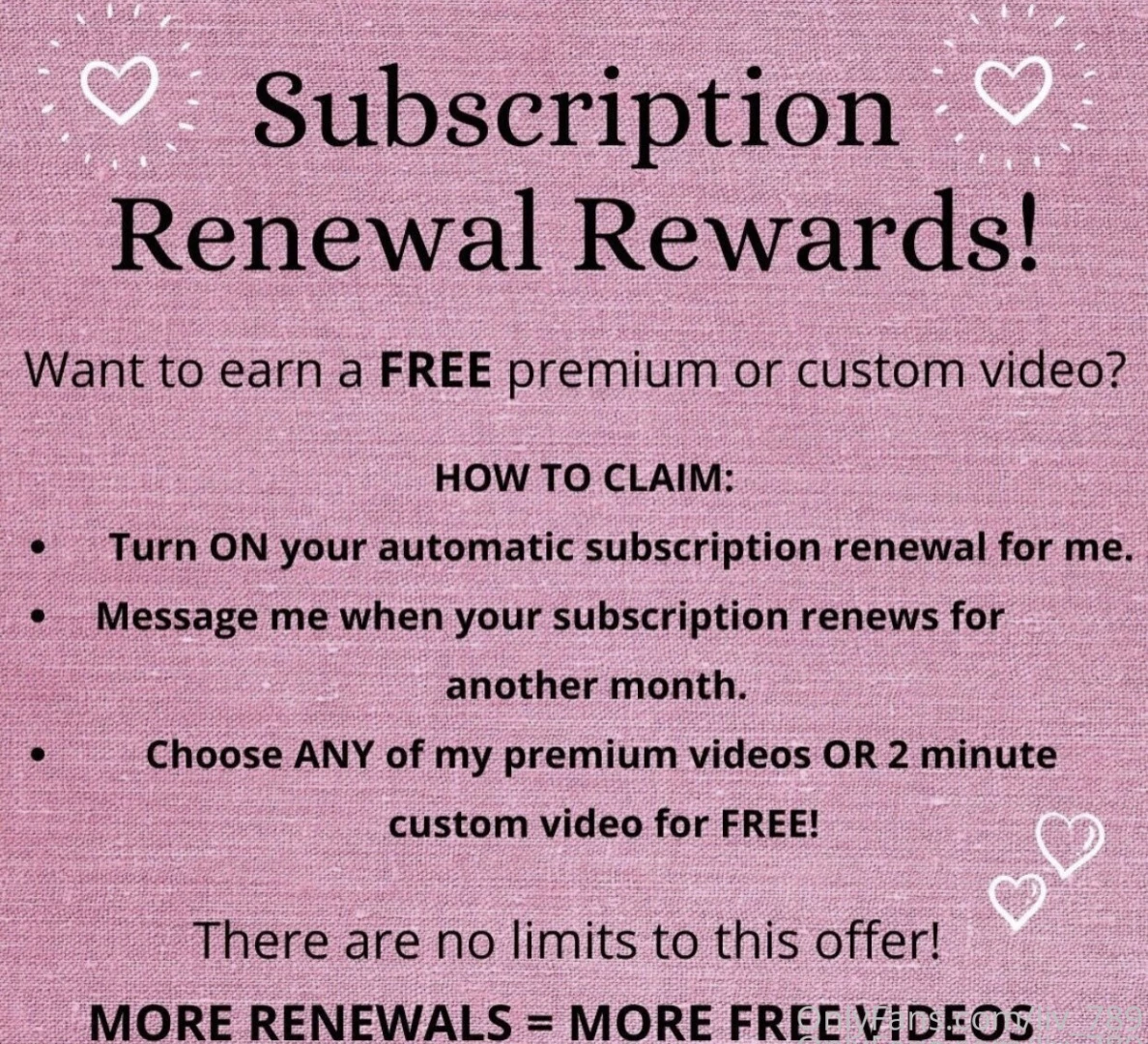 Just a reminder for you guys make sure you keep your renewals turned 