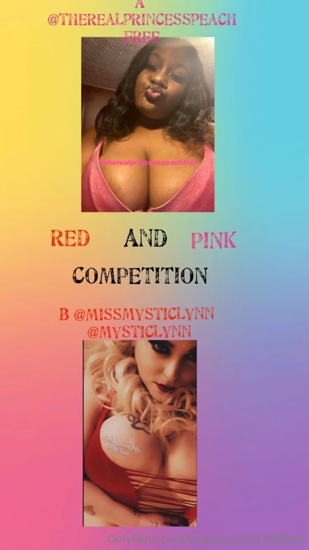 Red and pink competition vote for your favourite creator below a part 3 