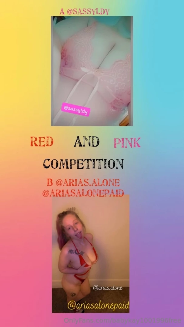 Red and pink competition vote for your favourite creator below a 