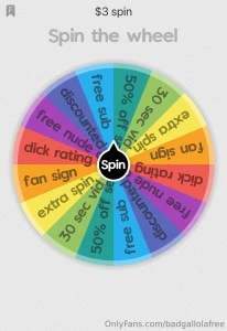3 spin the wheel just tip under this post to play
