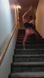 Walking down stairs on hands preview for playing on the stairs naked
