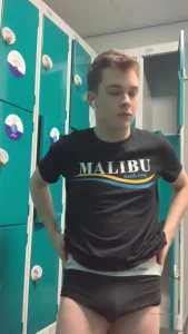 jerkjoe - Showing off my cock in the empty locker room had to watch out for 