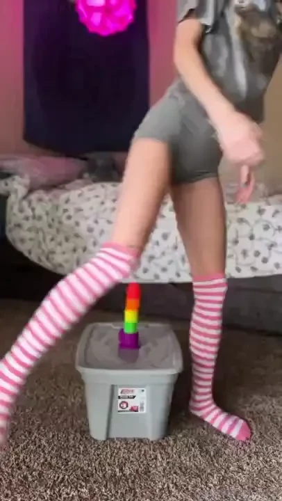 Stripey knee highs to match my favorite dildo did you cum at the same 