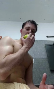 First i eat this apple and then i eat you baby